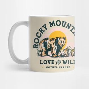 Rocky Mountains Travel Art Design Featuring A Grizzly Bear Mug